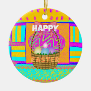 Westafrikanischer Inspirierter Osterkorb Keramik Ornament