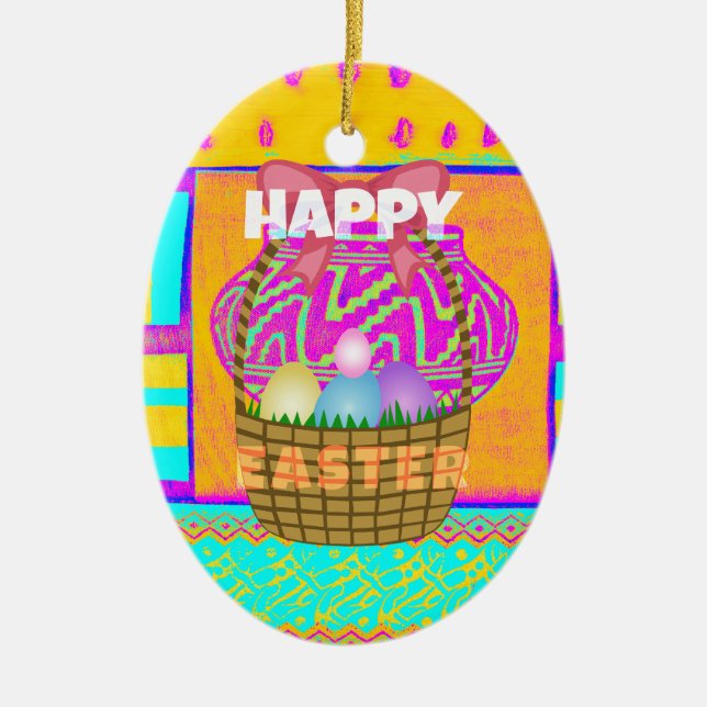 Westafrikanischer Inspirierter Osterkorb Keramikornament (Vorne)