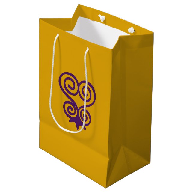 Westafrikanisches Adinkra-Symbol (Sankofa) Mittlere Geschenktüte (Vorderseite Schrägansicht)