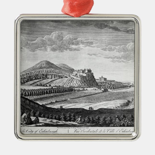 Westansicht der Stadt von Edinburgh, 1753 Silbernes Ornament (Vorne)