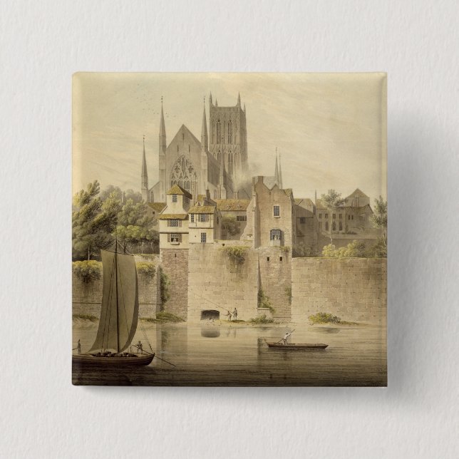 Westansicht von Worcester-Kathedrale, 1798 (w/c Button (Vorderseite)