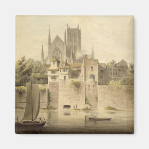 Westansicht von Worcester-Kathedrale, 1798 (w/c Magnet