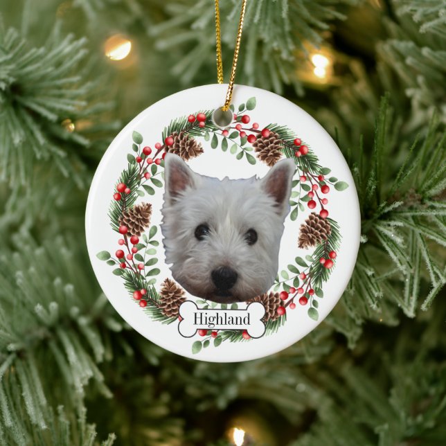 Westberger Weiße Grashund Keramik Ornament (Baum)
