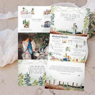 Westcoast Forest Beach   Illustrierte Hochzeit Dreifach Gefaltete Einladung