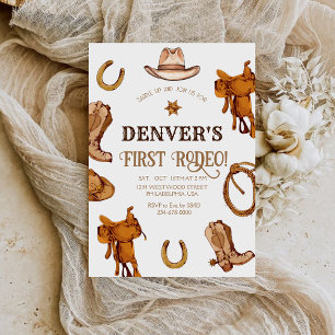 Wester First Rodeo Wild West Cowboy Birthday Party Einladung
