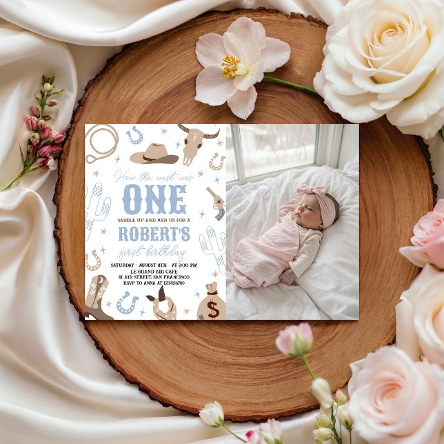 Western 1st Birthday Photo Invitation (Créateur téléchargé)
