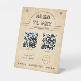 Western 2 QR-Codes Länderprüfung zur Zahlung Sockelschild