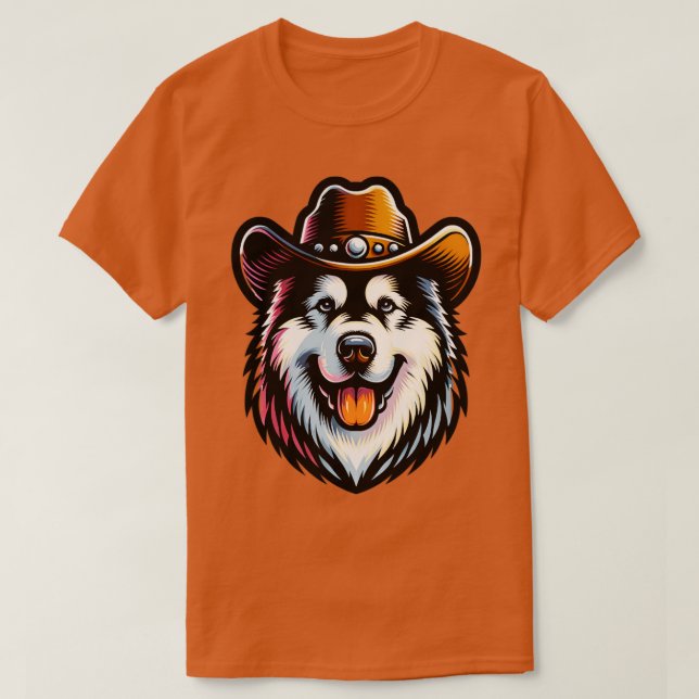 Western Alaskan Malamute Cowboy Dog TShirt (Design vorne)