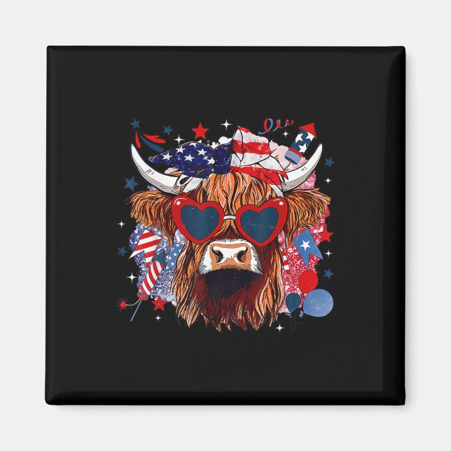 Western America Kuh glücklich 4. Juli Kuh Lover Magnet (Vorne)