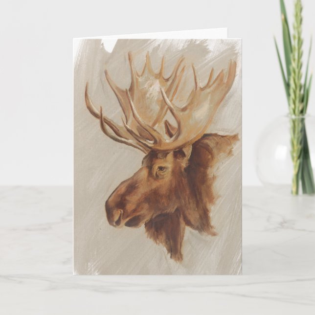 Western American Animal Study | Elche Portrait Karte (Vorderseite)