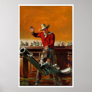 Western Art Bar Western Pulp Cowboy Poster Mann