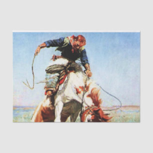 Western Art „Bronco Rider“ von W Herbert Dunton Seidenpapier