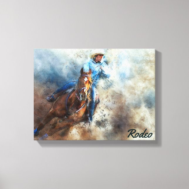 Western Art, Cowboy, Cheval, Toile de rodéo Imprim (Recto)
