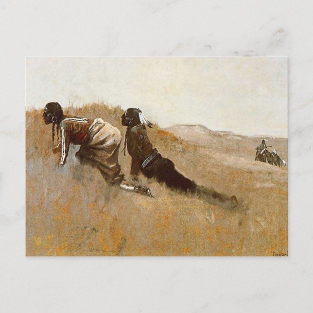 Western Art "Indian Scouts Watching Custer" Postkarte (Vorderseite)