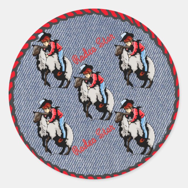 Western Aufkleber Mutton Busters auf Denim Print (Vorderseite)