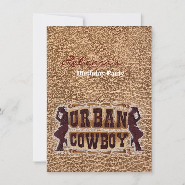 Western aus geschliffenem Leder Urban Cowboy Einladung (Vorderseite)