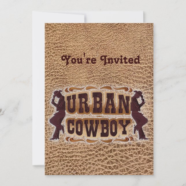 Western aus geschliffenem Leder Urban Cowboy Einladung (Vorderseite)