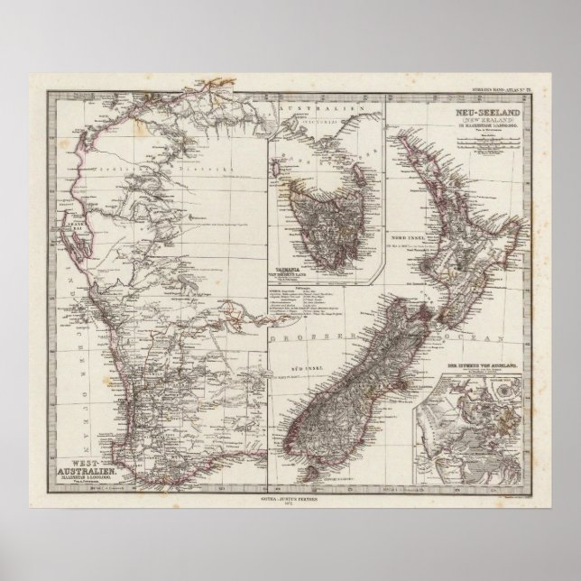 Western Australien Tasmanien und Neuseeland Poster (Vorne)