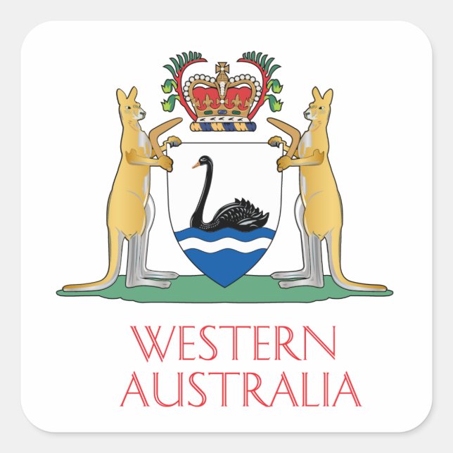 Western Australien Wappen Quadratischer Aufkleber (Vorderseite)