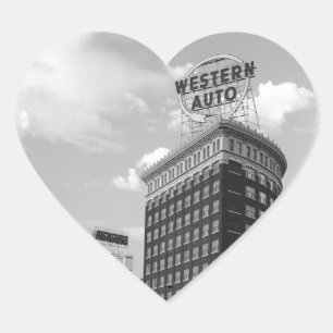 Western Auto Signieren Schwarz & Weiß Architektur Herz-Aufkleber