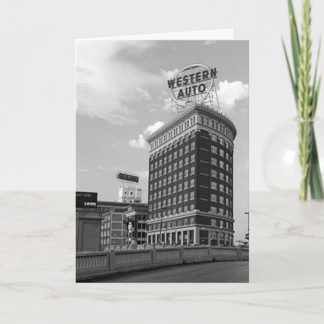 Western Auto Signieren Schwarz & Weiß Architektur  Karte (Vorderseite)