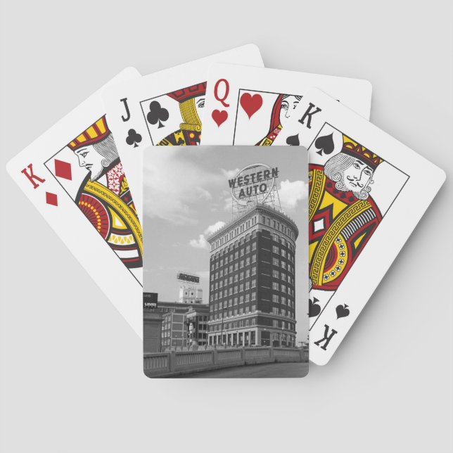 Western-Auto-Zeichen-Architektur-schwarzes u. Spielkarten (Rückseite)