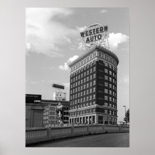 Western-Auto-Zeichen-schwarzes u. weißes Poster