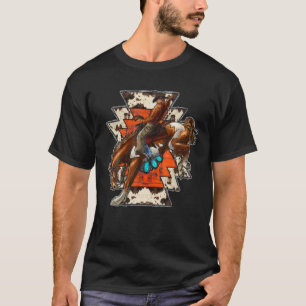 Western Aztec Cowhide Rodeo Cowgirl Cowboy Cow Bar T-Shirt
