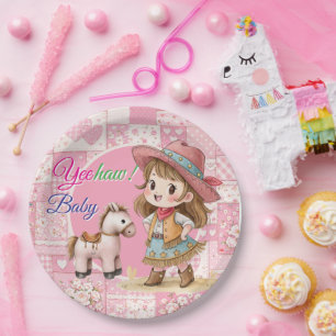 Western-Baby-Cowgirl-Papierplatte Pappteller