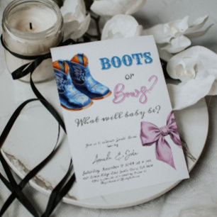 Western Baby Jean Boots oder Bows Gender Reveal Einladung
