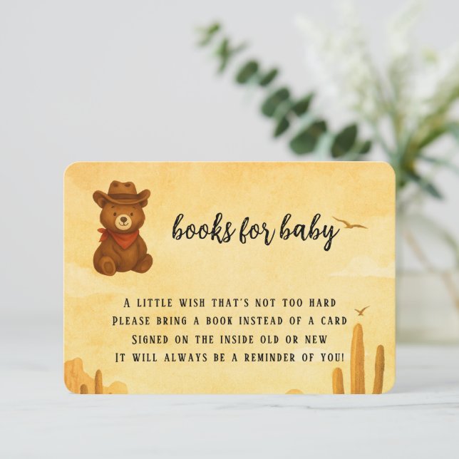 Western Babydusche Cowboy Buchungsanfrage Begleitkarte (Stehend Vorderseite)