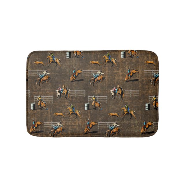 Western-Bad-Matte mit Rodeo-Ereignissen Badematte (Vorderseite)