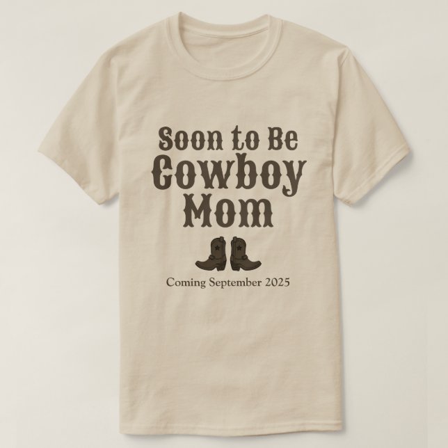 Western bald Cowboy Vater Ankündigung T-Shirt (Design vorne)