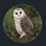 Western Barn Owl Dart Board Dartscheibe<br><div class="desc">Western Barn Owl - Migne Wasserfarben Malerei Kunst, Bird of Forest</div>