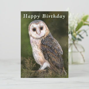 Western Barn Owl Happy Birthday Card Karte