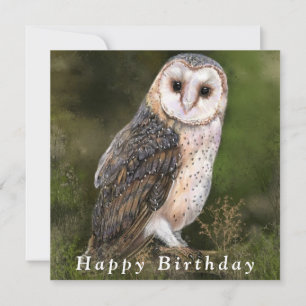 Western Barn Owl Happy Birthday Card Karte