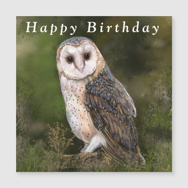 Western Barn Owl Happy Geburtstag Magnetkarte (Vorderseite)