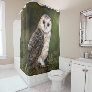 Western Barn Owl - Mignes Aquarellmalerei Duschvorhang