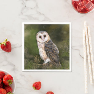 Western Barn Owl - Mignes Wasserfarben Malerei Art Serviette