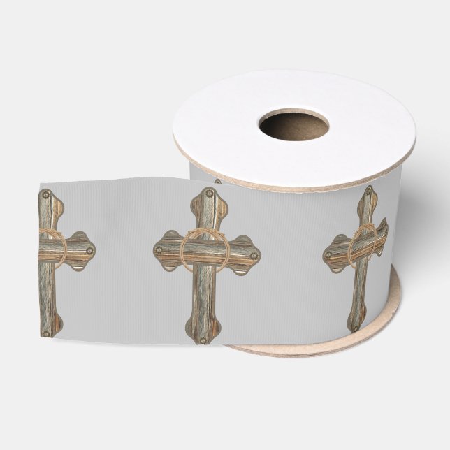 Western Barnwood Cross mit Ropes 3 " Ripsband (Spule)
