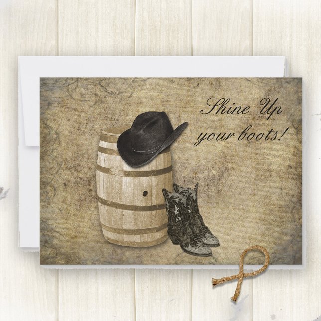 Western Barrel and Boots Cowboy Wedding Einladung (Von Creator hochgeladen)