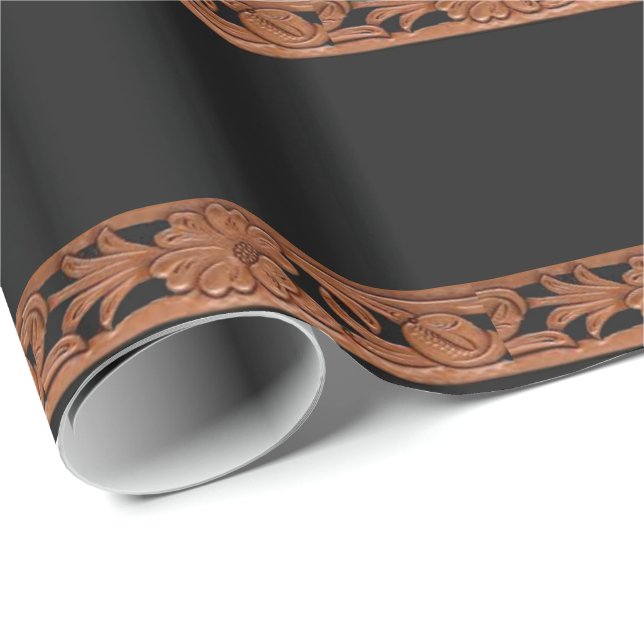 Western bearbeitete lederner Gurt-Druck auf Geschenkpapier (Rolleneckpunkt)