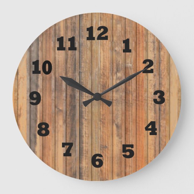 Western bedrückte Holzwand Große Wanduhr (Vorderseite)
