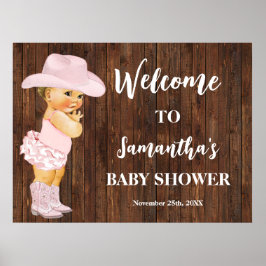 Western Begrüßung Kleine Pink Cowgirl Babydusche Poster