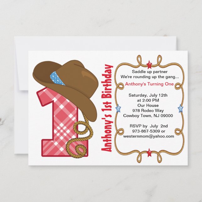 Western Big One Boy Geburtstag Einladung (Vorderseite)