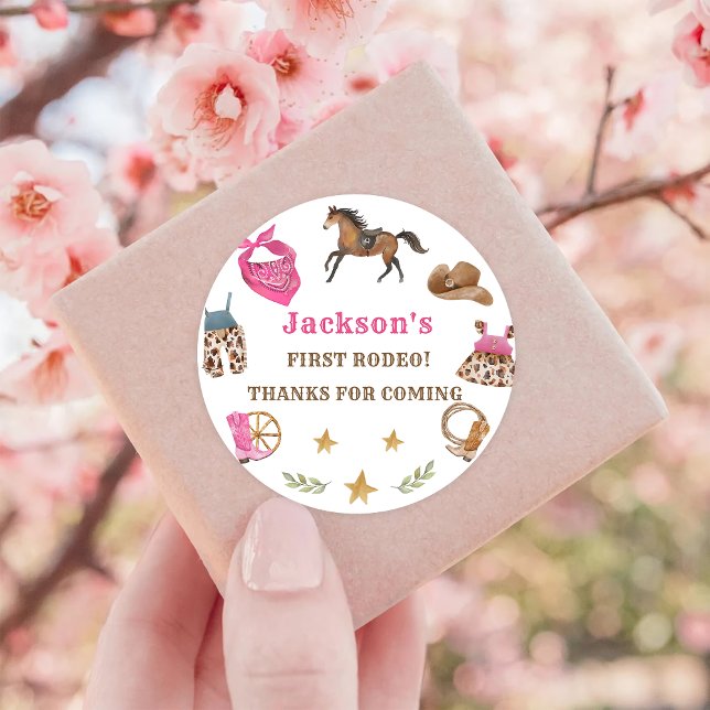 Western Birthday Danke, Klasse Runder Aufkleber (Von Creator hochgeladen)