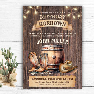Western Birthday Hoedown Cowboy Country Boots Einladung
