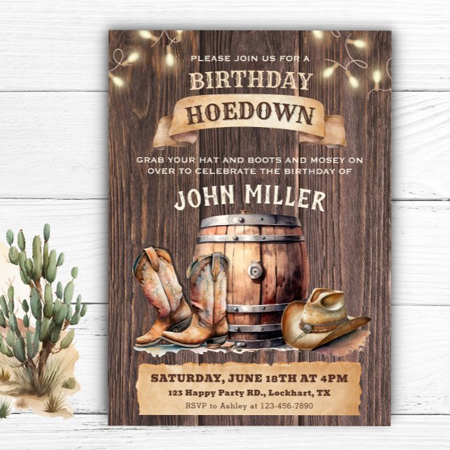 Western Birthday Hoedown Cowboy Country Boots Einladung (Von Creator hochgeladen)