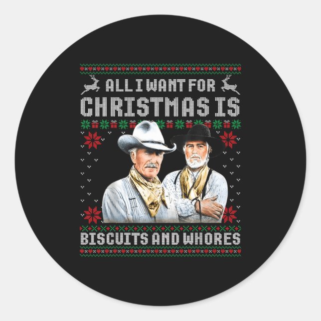 Western Biscuits And S Christmas Quote Retro  Runder Aufkleber (Vorderseite)