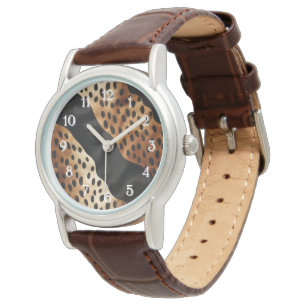 Western Black Brown Cream Cowhide Armbanduhr